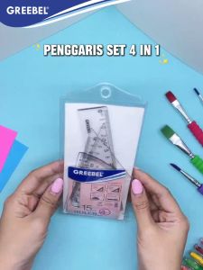 GREEBEL Penggaris Set 4IN1 15Cm 4401-15 / Penggaris Ruller Bening Isi 4Pcs / Ruller Set Transparant Perlengkapan Sekolah