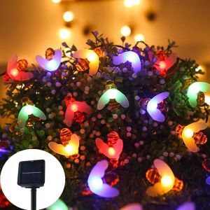 2025 Ramadan Decorations Solar Honey Bee Led String Fairy Light Bee Outdoor Garden Fence Patio Wedding Christmas Garland Lights