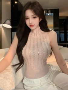 GUZILIAN | Trendy Glittered Jacquard Knit Vest Two-Piece Set