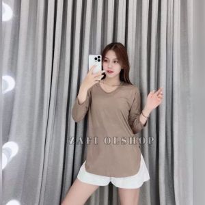 Kaos Vneck Oversize 753 // Kaos wanita jumbo Grosiran // Kaos Wanita Lengan Panjang 7/8 Jumbo