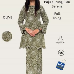BAJU KURUNG RIAU SERENA | COTTON SULAM (EMBROIDERY) | KAIN LIPAT BATIK