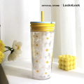 LocknLock แก้วน้ำพลาสติก 2 ชั้น พร้อมหลอดซิลิโคน Bucket Cold Cup ความจุ 580 ml. รุ่น HAP520. 