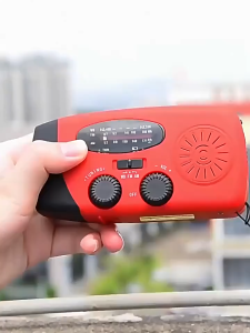 Compact Solar Radio with 2000mAh Battery Hand Crank FM AM WB NOAA Weather Radio LED Flashlight Emergency Use