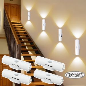 4/2Pack LED Motion Sensor Light Wall Light Dual Head Night Light Magnetic Step Lights for Entrance Bedside Desk Closet Stairs