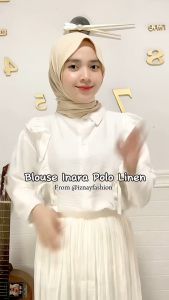 Myesha Blouse Wanita Katun Polo Linen Busui Full Kancing