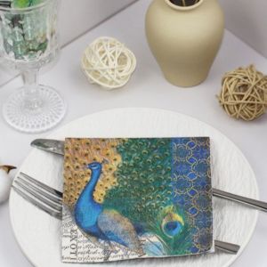 20pcs 25cm 2Ply Peacock Design Love Theme Elegant Dining Premium Paper Napkins for Wedding Party Decor DIY Decoupage Paper