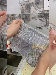 แพ็ค3ชิ้น ผ้าตาข่ายล้างจาน ผ้าล้างจาน ฝอยขัดหม้อ ขัดคราบฝังแน่น ไม่ติดไขมัน ทำความสะอาดง่าย พร้อมส่งจากกทม.