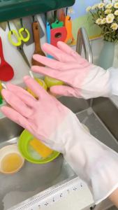 ✨ถุงมือล้างจานหญิง ✨ ทนทานสุดๆ ยางลาเท็กซ์หนาพิเศษ | ถุงมือทำความสะอาดบ้าน | กันน้ำเปียก | สำหรับงานครัวและซักผ้า | ส่งฟรี
