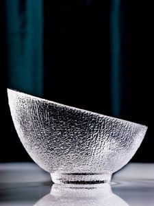 Japanese Style Luxury Iceberg Pattern Gold Rimmed Glass Half Moon Bowl Salad Vegetable Sauce Hotpot Dishwasher Safe