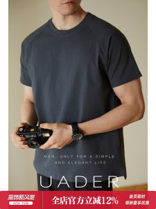 UADER25 Pure Cotton Heavyweight 300g Mens Short Sleeve T-shirt Casual American Style Base Layer Shirt Youth Summer Wear