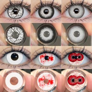 EYESHARE Quỷ Nhỏ Cosplay Màu Kính Áp Tròng Anime Phụ Kiện Trắng Đen Học Sinh Ống Kính Halloween Hàng Năm Dùng Một Lần Hema