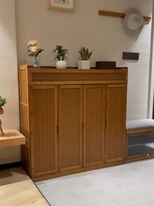 RRH Shoe Cabinet With Doors 3/4 Doors Shoes Storage Living Room Savers Organizer Storage Shoe Racks Organizer Bamboo