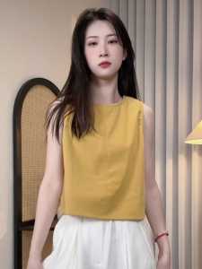 Womens Cotton Linen Sleeveless Shirt Vest Breathable Lightweight Summer New Style French Style Outerwear Short Pure Color