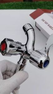 òi Nước GIORMANI SL02 Hợp Kim Mạ Niken Sáng Bóng - Đầu Ren 20mm (21mm) - Đầu Ra 2 Cổng Xả Độc Lập - Bảo Hành 12 Tháng