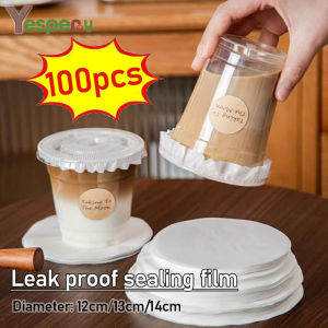 YESPERY 100Pcs Milk Tea Anti Leakage Packaging Paper Disposable Coffee Takeaway Beverage Cup Sealing Paper Film