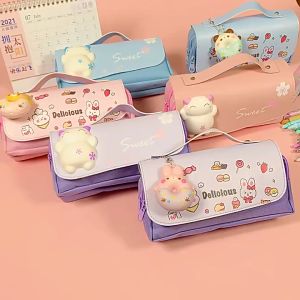 Pencil Case Dekompresi Perempuan Lucu Lembut Lucu Anak-anak Siswa Sekolah Dasar Berkapasitas Besar Dengan Dekompresi Multi-fungsi