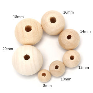 EELHOE | Round Wood Spacer Bead Natural Unpainted Wooden Ball Beads DIY Craft Jewelry