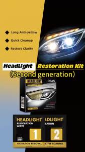 OGAS Headlight Renovation Wet Wipe Set Yellowed and Aged Headlight Lens No-Sanding Cleaning Crystal Coating Protection and Re