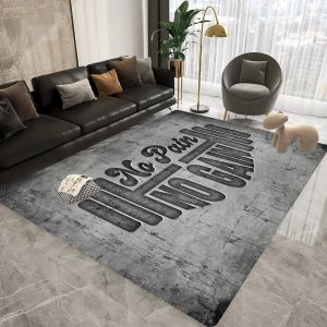 VIKAMA Chữ Cái Tiếng Anh Thảm Flannel Hiện Đại Hợp Thời Trang Polyester Bền Đẹp Thảm Trải Sàn Cho Phòng Khách Phòng Ngủ Trang Trí Nhà Cửa Chống Trơn Trượt