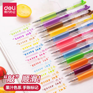 Deli Colorful Gel Pens Set for Students Taking Notes Red And Black Candy Colored Needle Tube Pens Water Based Ink Pen Holder