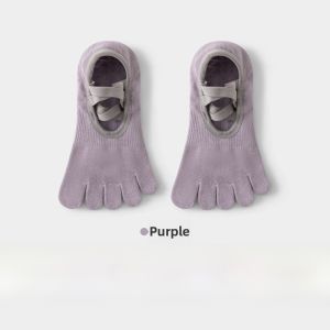 Non-Slip Yoga Socks Womens Pilates Training Indoor Sports Special Five-Finger Boat Socks Cotton Polyester Spandex Blend