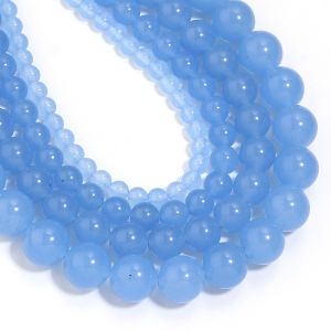 4/6/8/10mm Natural Stone Beads Light Blue Chalcedony Loose Gemstone Round Beads For DIY Handmade Bracelet Necklace Accessories