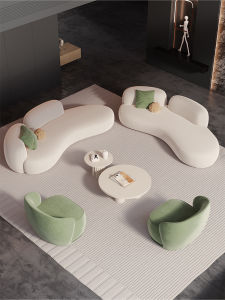Luxurious Arc Shaped Sofa Combination Quanzhou Anxi Wooden Structure Soft Velvet Fabric for Clothing Store Hall Waiting Area