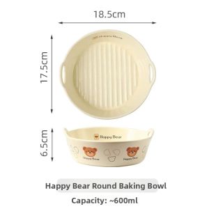 Air Fryer Microwave Oven Versatile Ceramic Baking Bowl