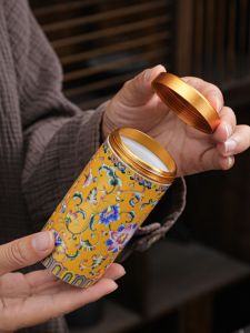 Mini Ceramic Enamel Tea Canister Travel Portable Sealed Storage Jar for Tea And Dry Fruits Nordic Style Household Essential