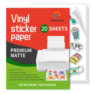 ESHANG A4/Letter High Matte Printable Vinyl Sticker Paper for Inkjet Printer Self-Adhesive Sheets Dries Quickly