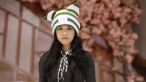 Cat Ears Wool Hat Womens Autumn and Winter Stripes Thickened Warm Knitted Ear Protector Hat Pig Ears Cartoon Cute Pullover Hat
