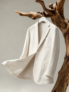 Unlined Thin Business Casual Commuter Suit for Men Spring Summer Beige