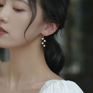 Elegant Long Tassel Pearl Branch Mosquito Coil Tray Clip-On Earrings for Women Pain-Free No Piercing Required Fashion Jewelry