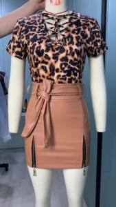 <102> Chân Váy Mùa Thu Và Mùa Đông Mẫu Mới Âu Mỹ Váy Da Dây Buộc Gợi Cảm AP0069