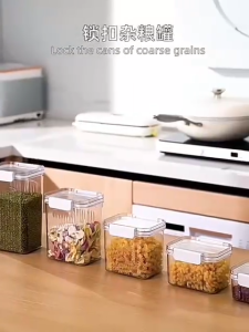 [i RUMAH] Food Storage Container Plastic Kitchen Refrigerator Multigrain Storage Tank Transparent Sealed Cans Herb Tea Plastic
