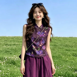 YOUFAN | Vintage Sleeveless New Chinese Style Light Summer Blouse