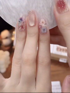 Mona Garden Pure Handmade Detachable Nail Art Stickers Glass Bead Cats Eye Wearable Nails High-End Sensation White Tone