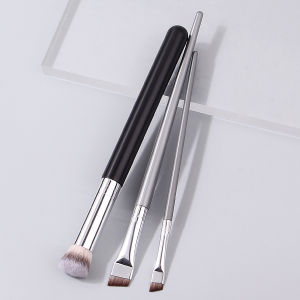 3pcs high-quality makeup brush set: Round head concealer brush + Eyebrow brush + eyeliner brush ultra-soft bristles portable