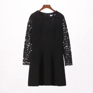 Brand Discount Long Sleeve Patchwork Slimming Dress New Autumn Collection round Neckline Casual Wear for Ladies 2N033