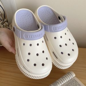 Thin Mesh Red Platform Coros Shoes Womens Summer Young Adult Heart Rose Red Cosmetic Bag Fashion Outdoor Slippers