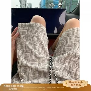 ZHUOCAN | Quần Short Nam Vintage Tie-dye Caro Khô Nhanh Thoáng Khí