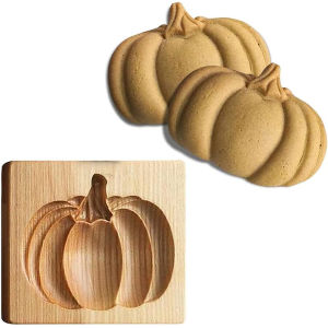 Wooden Cookie Molds for Halloween 3D Carved Embossed Gingerbread Mould for Baking Pumpkin Skull Ghost Witch Jack O Lantern