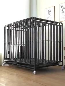 GREENPETS Dog Cage Square Tube Stainless Steel Pet Crate Pet Cage Large Skylight Double Door With Wheels