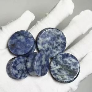 Polished Natural Blue&White Stone Ear Tunnel Plug Ear Gauge Stretcher Expander Organic Stone Piercing Accessories For Men Women