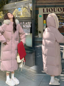 เสื้อแจ็คเก็ตผ้าฝ้ายแบบยาวปานกลางสไตล์เกาหลี ขนแกะหนา เสื้อคลุมกันหนาวสำหรับผู้หญิง แขนยาว ปกขนแกะขนาดใหญ่ ทรงหลวม สไตล์ฤดูหนาวปี 2025