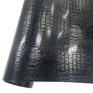Premium Imitation Faux Black Crocodile Skin Leather Vinyl Wrap Roll with Air Release Self Adhesive Decal Car Wrapping