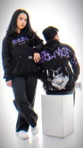 Hoodie Sherpa Ungu Karakter Anime Bahan Tebal Size M L XL XXL