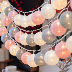 10/20 LEDs String Lights Cotton Thread Balls Home Decoration Lamp for Party Wedding Color Light String Christmas Decorations