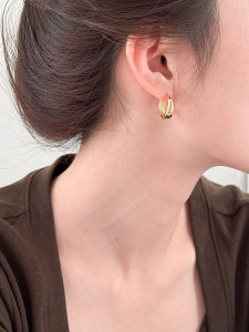 Simple Golden Hoops Earrings Korean Style Womens Fashion Jewelry Unique Minimalist Circle Ear Cuff Studs Fresh out