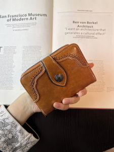 Ví Da Dầu Sáp Ngắn Cho Nữ Ví Đựng Thẻ Có Khóa Kéo Dung Tích Lớn Nhiều Khe Cắm Thẻ Ví Đựng Tiền Xu Một Thể Cao Cấp Cổ Điển